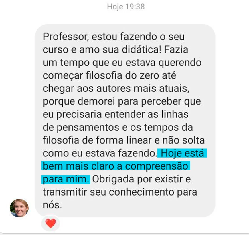 Depoimento de aluno