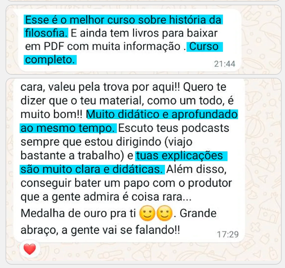 Depoimento de aluno