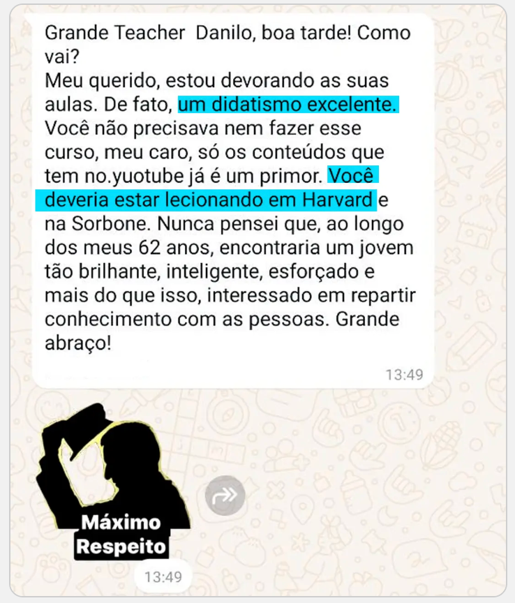 Depoimento de aluno
